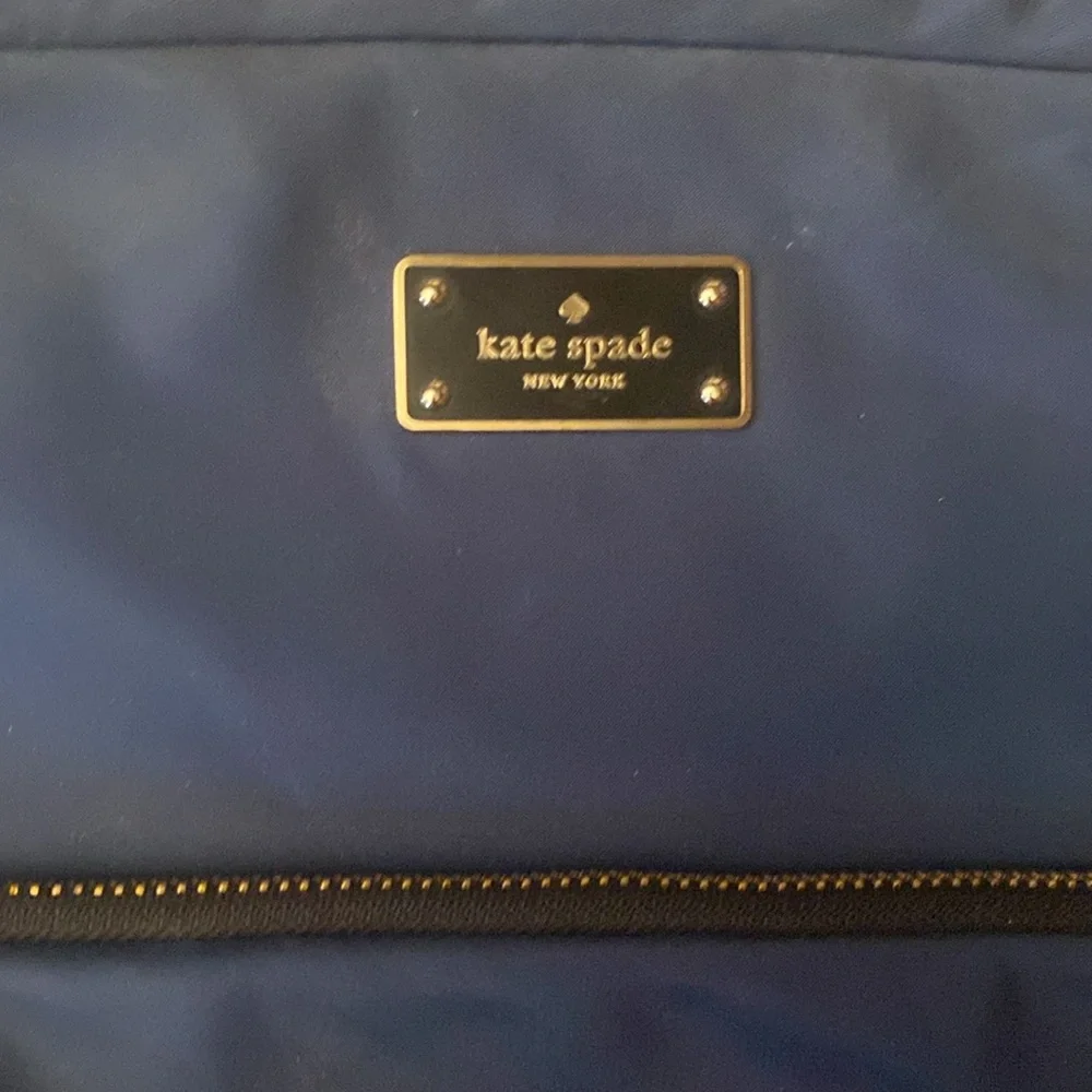 Kate Spade Wilson Road Navy Nylon Black Leather Large Bradley Backpack - Picture 2 of 6